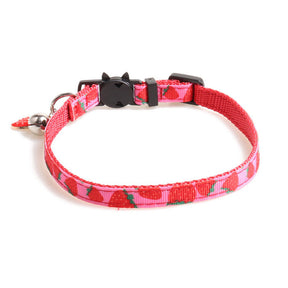 Breakaway Cat Collar with Bell Safety Adjustable Cat Collars-Strawberry