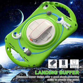 iPad Case Rugged Case with Handle Stand Shoulder Strap for iPad 10th 10.9 Inch 2022-Green