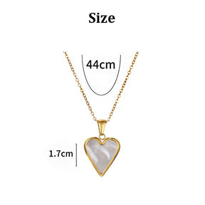 Ladies Heart Necklace Gold Plated Paperclip Chain Valentines Day Gift-White