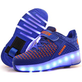 7 Colors LED Rechargeable Kids Roller Skates with Single Wheel-99Blue