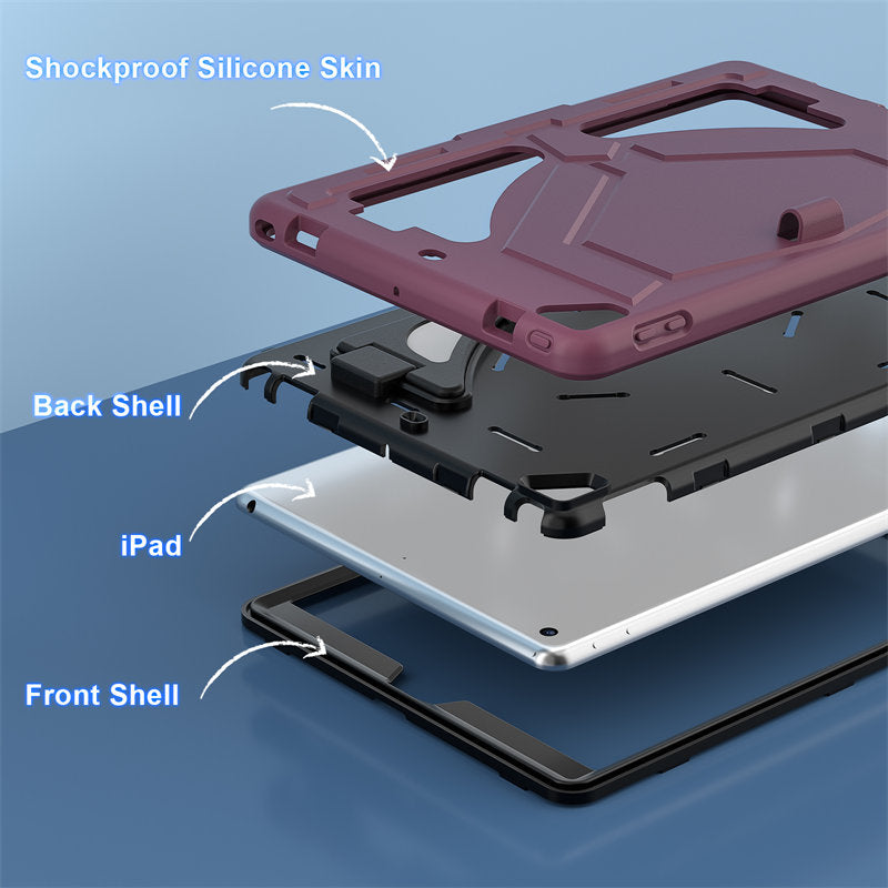 iPad Case Heavy Duty with Kickstand for iPad 10.2 inch 2021/2020/2019-PlumBlack