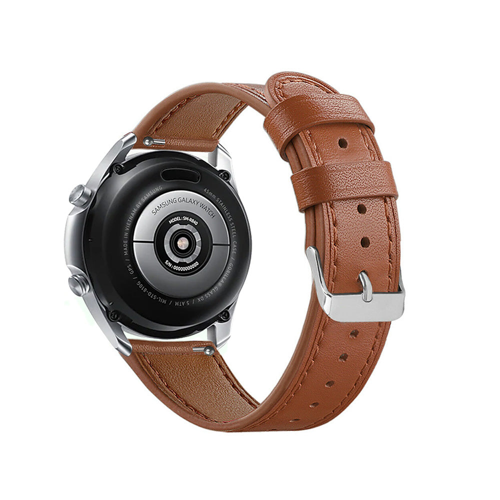 First Layer Cowhide Round Tail Leather Watch Band For Samsung Galaxy Watch 42/46mm Gear S3 Frontier/Classic(Brown)