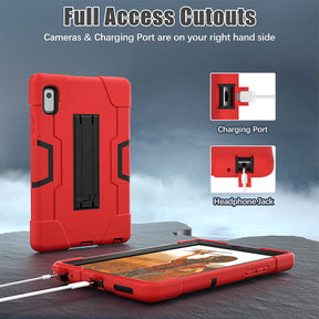 RobotB Rugged Case Shockproof With Holder for Lenovo M9 TB-310FU 2023-Red+Black