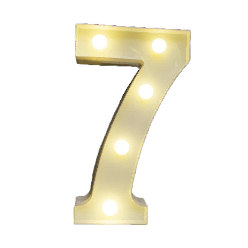 Decorative Led Light Up Number Letters White Plastic Marquee Number Lights Sign Party Wedding Decor Battery Operated (7)