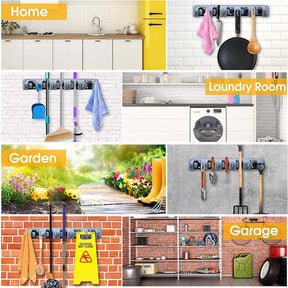 Mop Broom Holder Wall Hanging Garage Utility Tool Organizers-Gray2