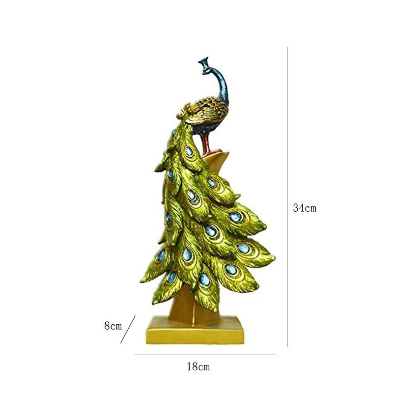 Resin Peacock Statue Desktop Adornmen for Home Wedding-Single Headed