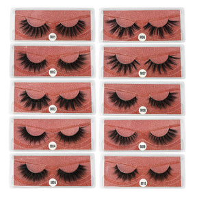 Eyelashes Faux 3D Makeup Cilios Thick Mink Natural False Lashes-BrickRed
