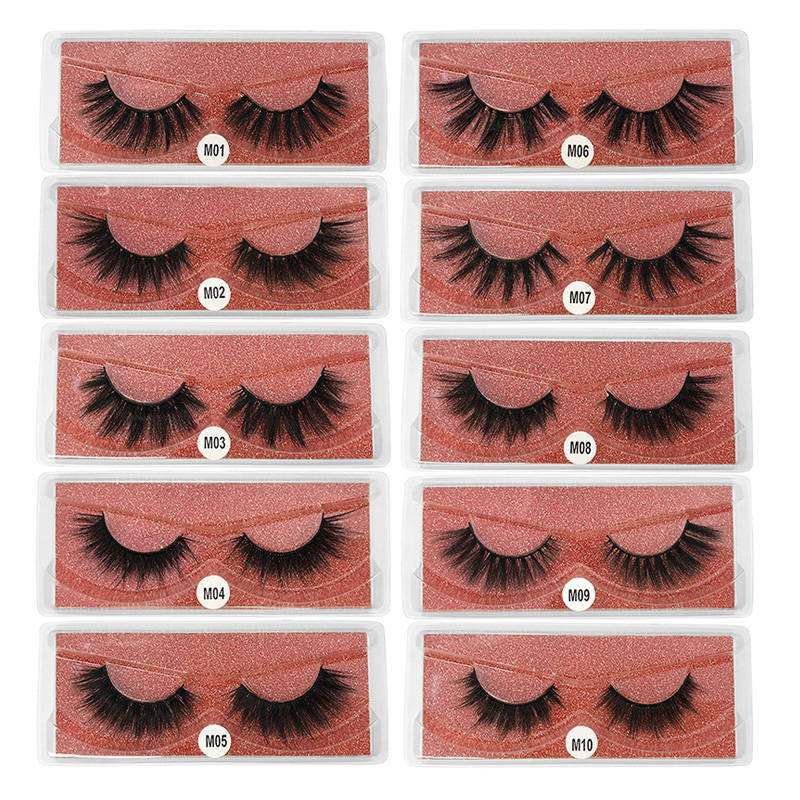 Eyelashes Faux 3D Makeup Cilios Thick Mink Natural False Lashes-BrickRed