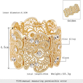 Womens Vintage Filigree Cuff Bangle Bracelet-Gold