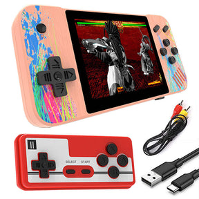 3.5inch Screen Retro Handheld Game Console 800 Classic FC Games Support to TV Output-Two Players-Pink