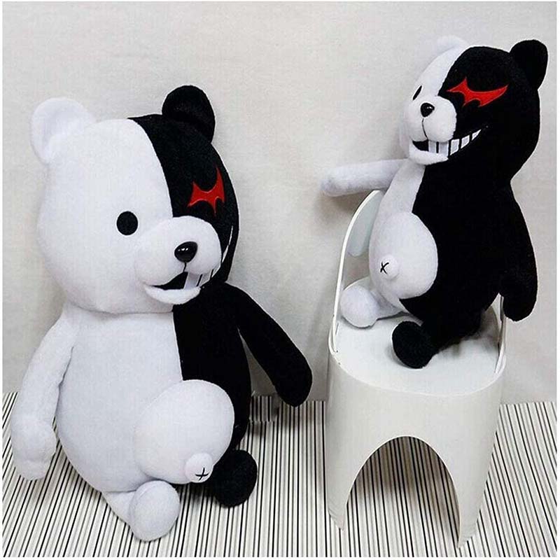 Black White Bear Plush Doll for Birthday Child Pillow Toy Home Decor Adornment -25cm
