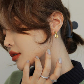 Boutique Trendy Gold Mental Geometric Irregular C Shape Stud Earrings For Women Girl