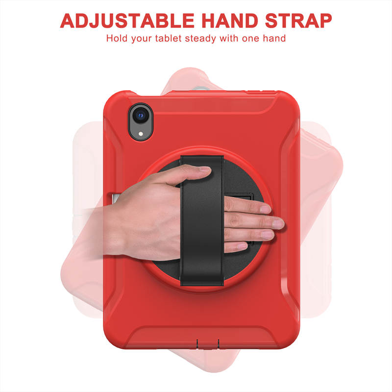 SpiderA iPad Case For iPad Mini 6 Heavy Duty Shockproof Rugged Protective Case With Holder-Red