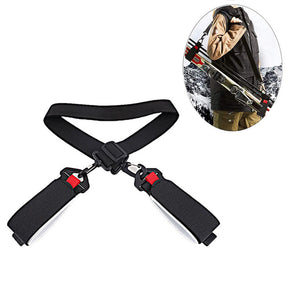 Adjustable Ski Strap with Detachable Hook Loop Skiing Equipment-Black