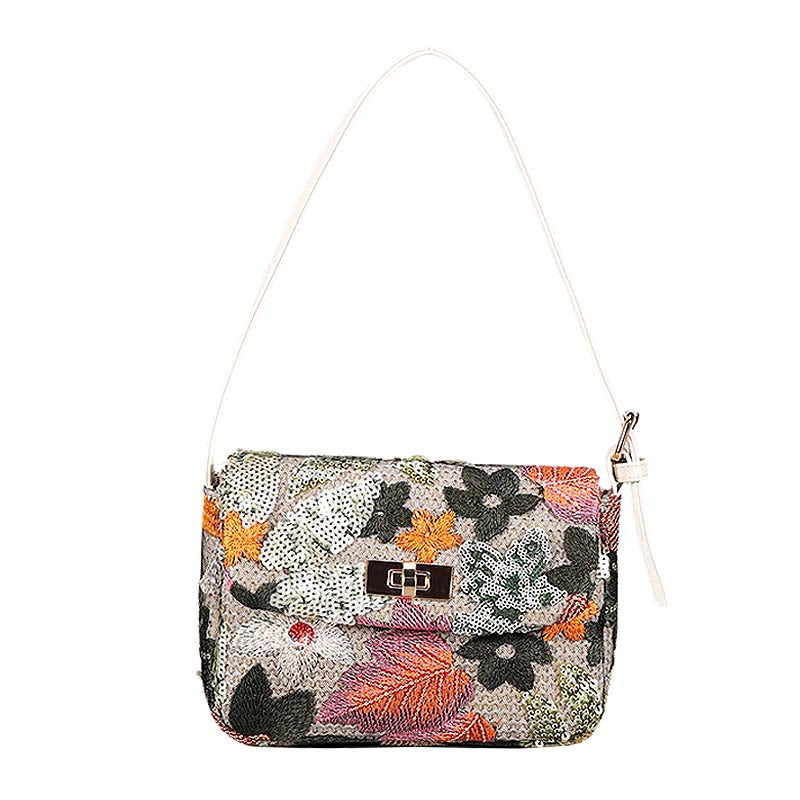 Womens Premium Shoulder Bag Embroidery Sequin Craft Purse-XXF-Green