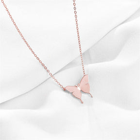 Dainty Butterfly Pendant Necklaces for Women-RoseGold