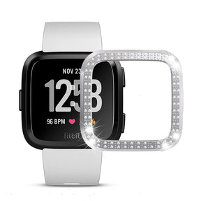 Double Row Diamond Bling Case For Fitbit Versa Cover-Silver