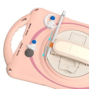 iPad Case Rugged Case with Handle Stand Shoulder Strap for iPad 10.2 Inch 2019/2020/2021-Pink