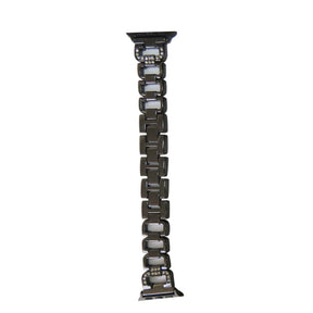 D Shape Stainless Steel Watch Band Adjustable Wristbands for Apple IWatch Series SE/1/2/3/4/5/6 For Women Men-Black