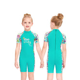 Adore Kids Swimsuit UPF 50+ Sun Protection One-piece Short-sleeved Shorts Beach Quick-drying Swimwear-M150312K-Green