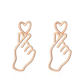 Sweet Heart Gesture Studs Earrings for Women Teen Girls-RoseGold