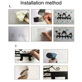 Keys Holder Hooks Organize Rack Wall Mounted -Black