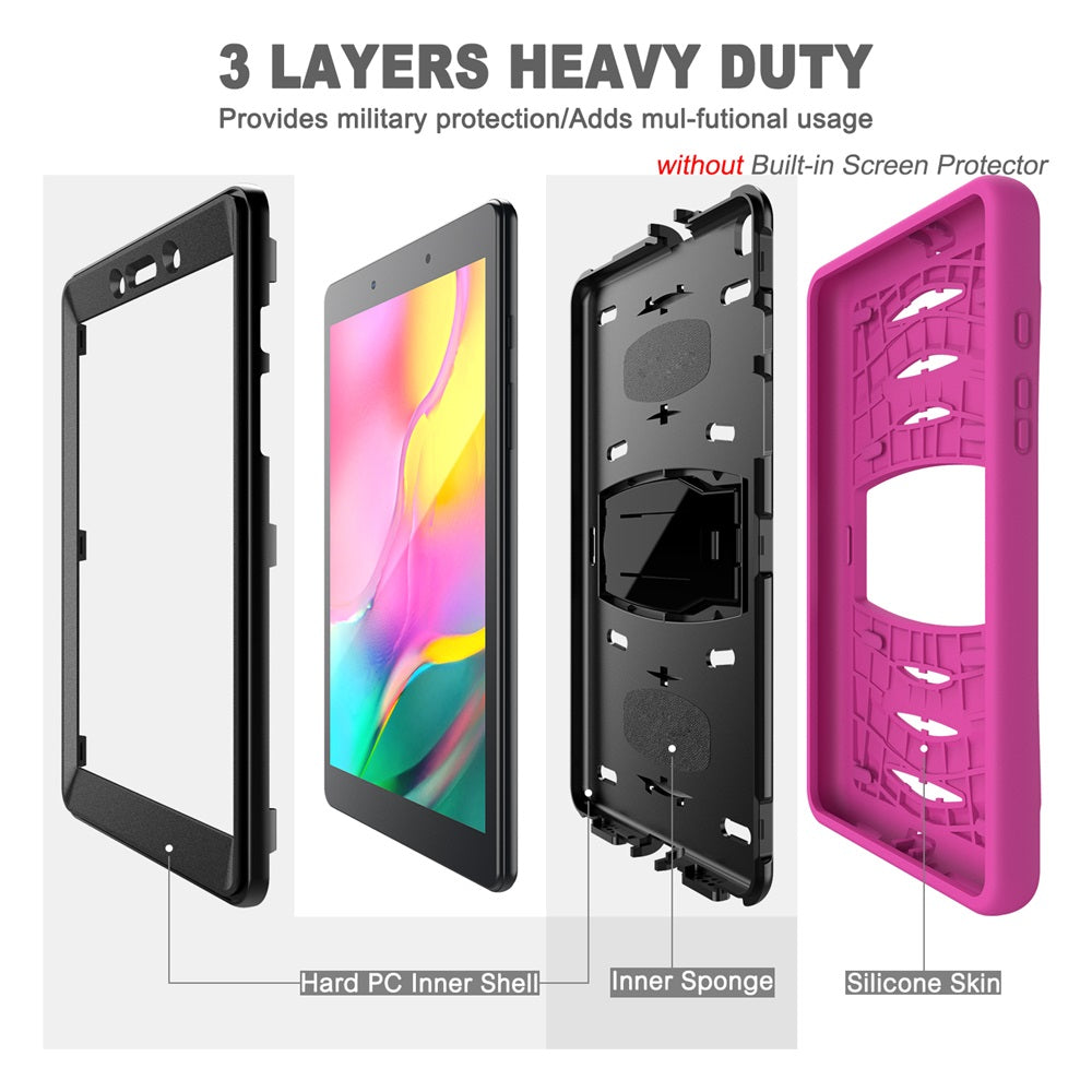 Shock Wave Kickstand Case Anti-Fall Protection For Samsung Tab A 8inch T290/T295(2019)-Rose Red