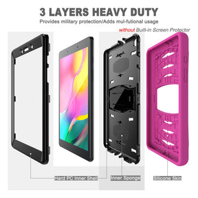Shock Wave Kickstand Case Anti-Fall Protection For Samsung Tab A 8inch T290/T295(2019)-Rose Red