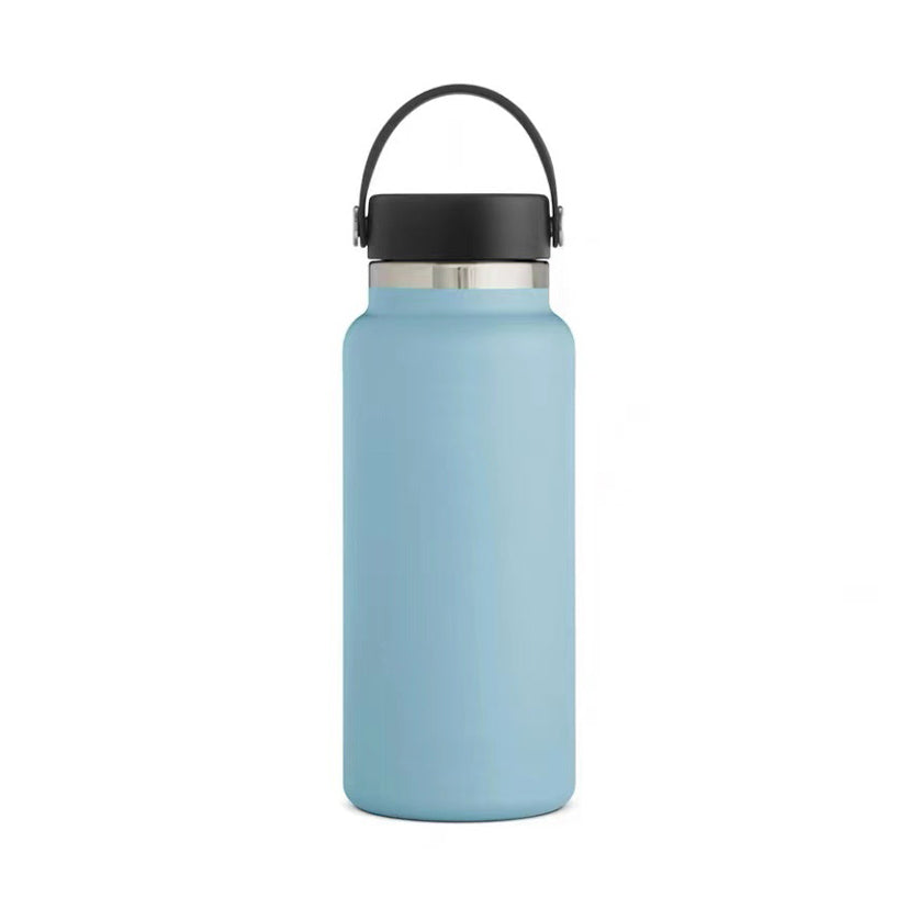 Stainless Steel Thermos Cup Wide Mouth Water Bottle for Outdoor Travel-Rraindrop Blue