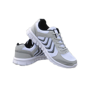 Womens Athletic Mesh Breathable Sneakers Lace Up Comfort Shoes-White Black