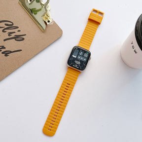 Silicone Wave Pattern Watch Band Compatible with Apple Watch- Yellow