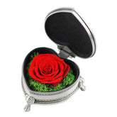 Preserved Flower Rose Heart Gift Box Valentines Day Gift for Her Wife-Silver/Red