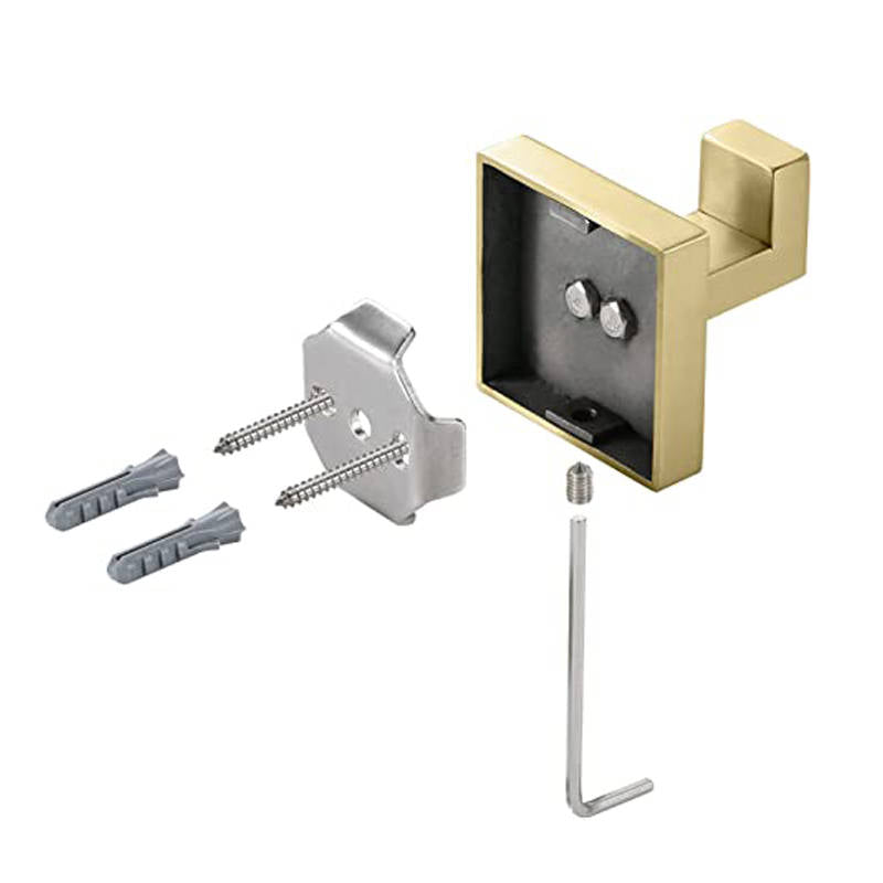 2 Pack Bathroom Hooks 304 Stainless Steel Square Wall Hooks-Gold