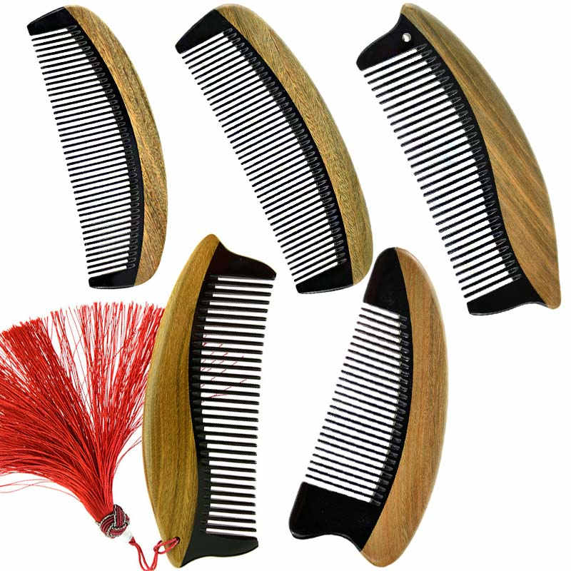 5 Pack Sandalwood Comb for Curly and Straight Hair-B