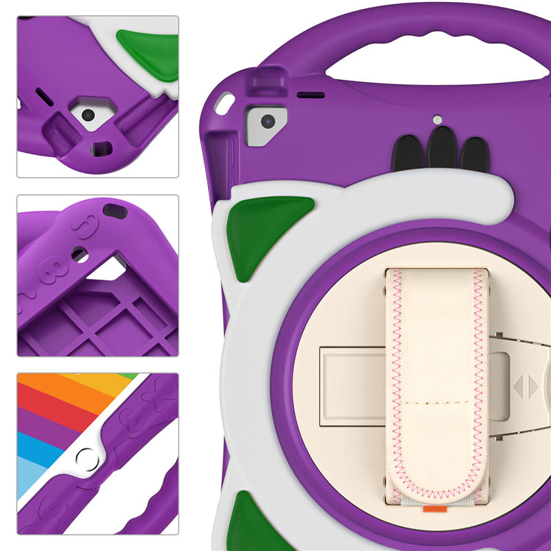 CatA iPad Silicone Case For iPad 10.2 Air10.5 Pro10.5 Built-in Handle Stand With a Strap-Purple