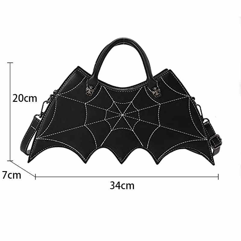 Women Novelty Bat Shoulder Bag Fashion Halloween Handbags-Black