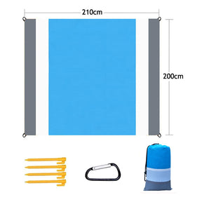 Sand Free Beach Blanket 82 x79inches Portable Waterproof Beach Mat-GreyWhiteBlue