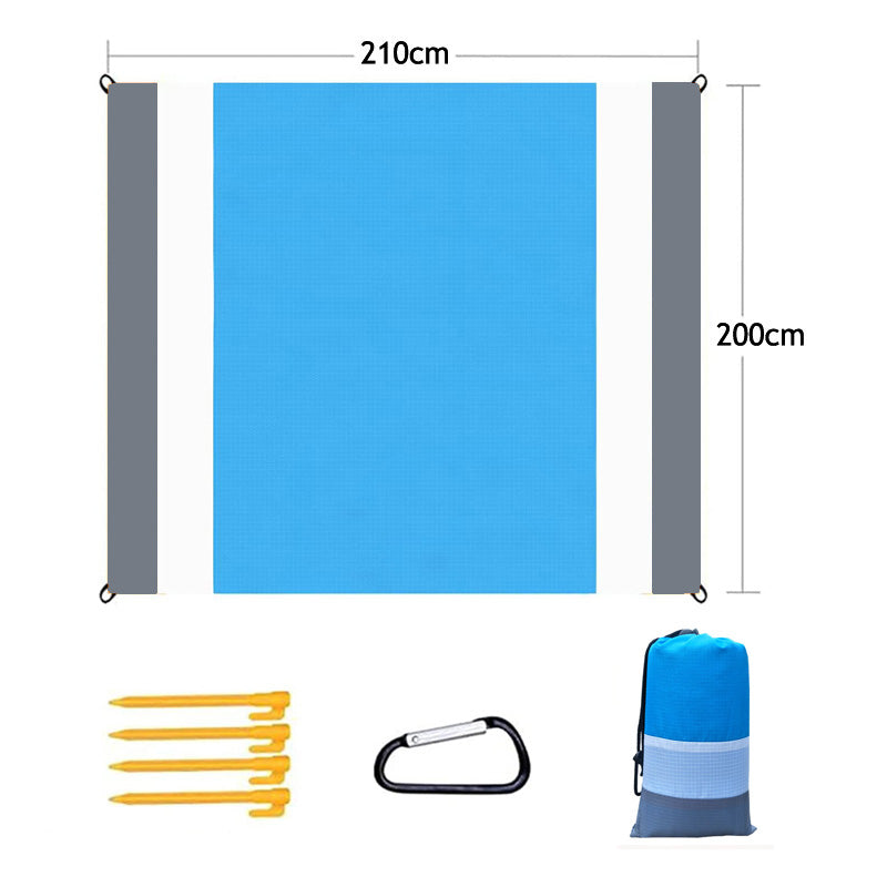 Sand Free Beach Blanket 82 x79inches Portable Waterproof Beach Mat-GreyWhiteBlue