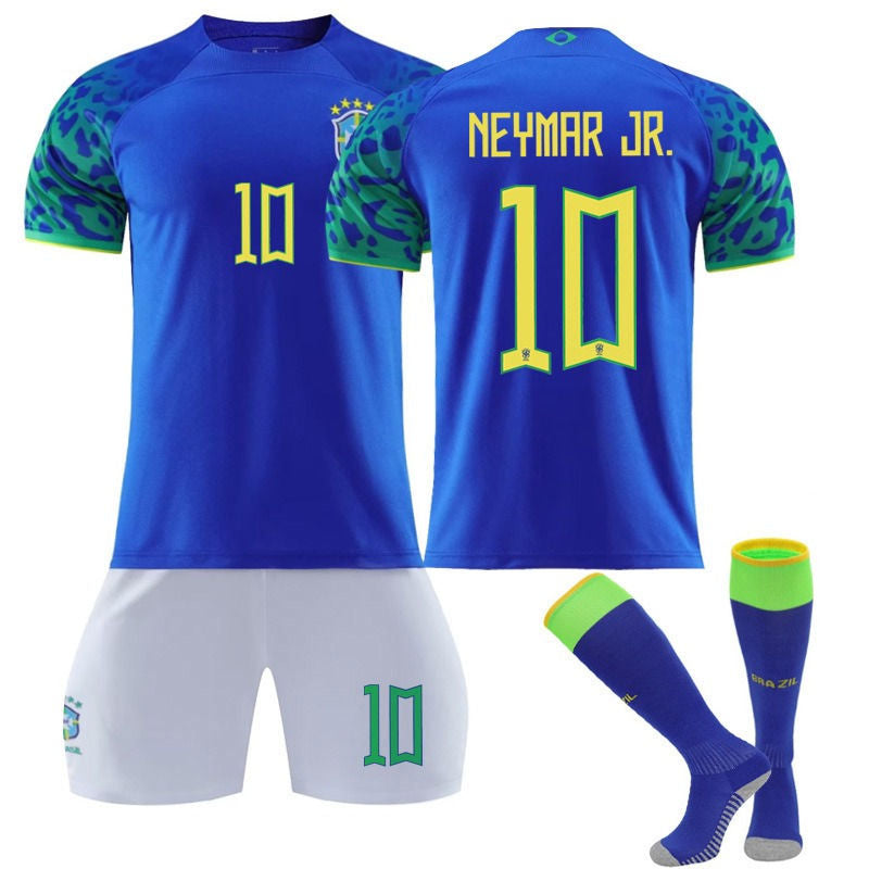 NERMAR JR #10 Brazil Away Jersey 2022/23 Soccer Jersey Kit Football T-shirt Set For Adult Kids