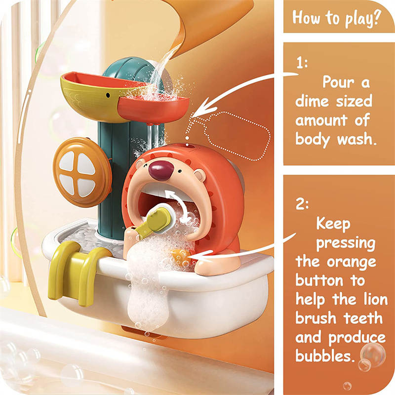 Lion Bathtub Toy with Bubble Foam Maker For Kids Ages 3-6