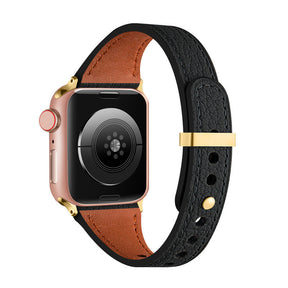 Elegant Slim Band Quick Release Sheepskin Leather for Apple Watch-Black