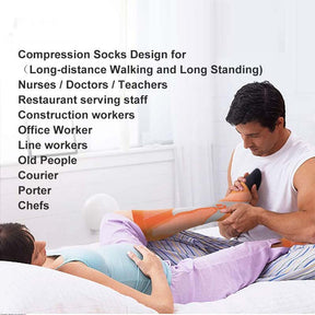 3 Pairs Sport Compression Socks Knee-Length for Nurse Edema Diabetic Sports Socks-White