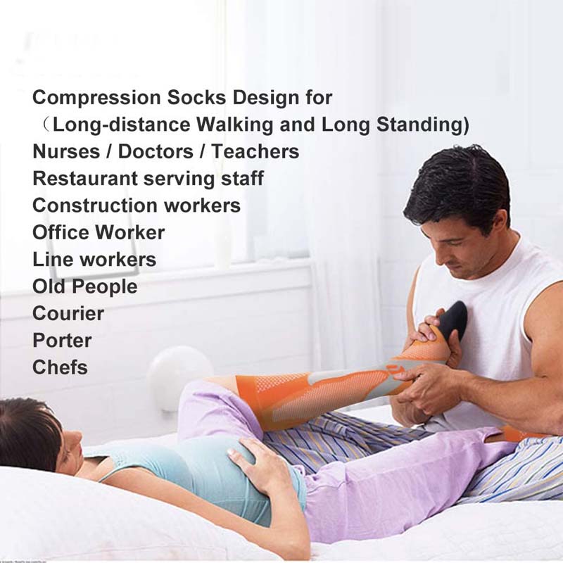 3 Pairs Sport Compression Socks Knee-Length for Nurse Edema Diabetic Sports Socks-White