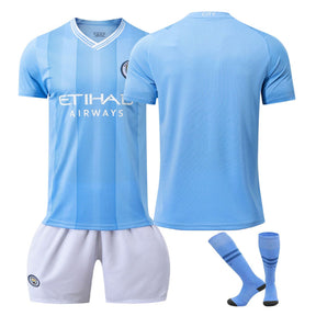 Manchester City Home Soccer Jersey for Kids Adults 3 Pcs Outfits