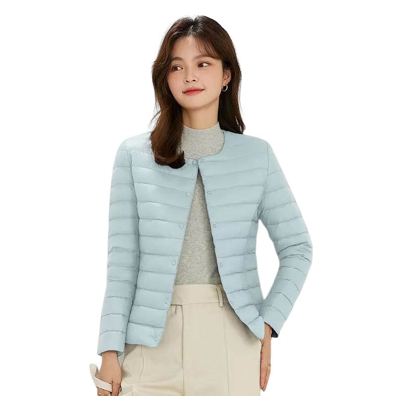 Womens Down Jacket Packable Lightweight Two Wear Waterproof Coat-LightBlue