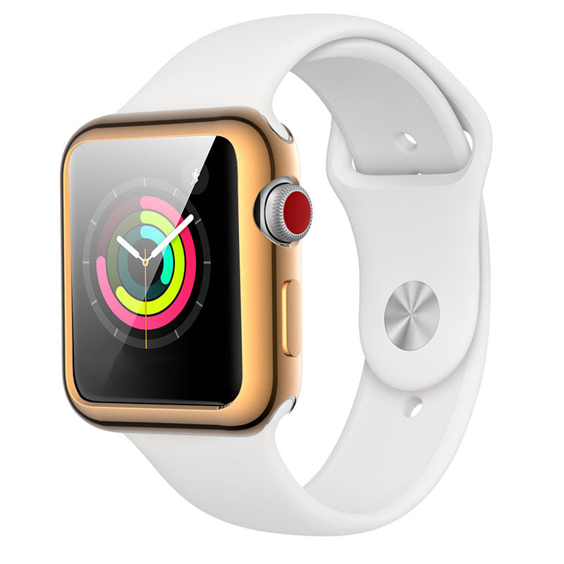 TPU Plated Cover Scratch-Proof Smartwatch Protective Case for iWatch Series SE/6/5/4/3/2/1-MiLanGold