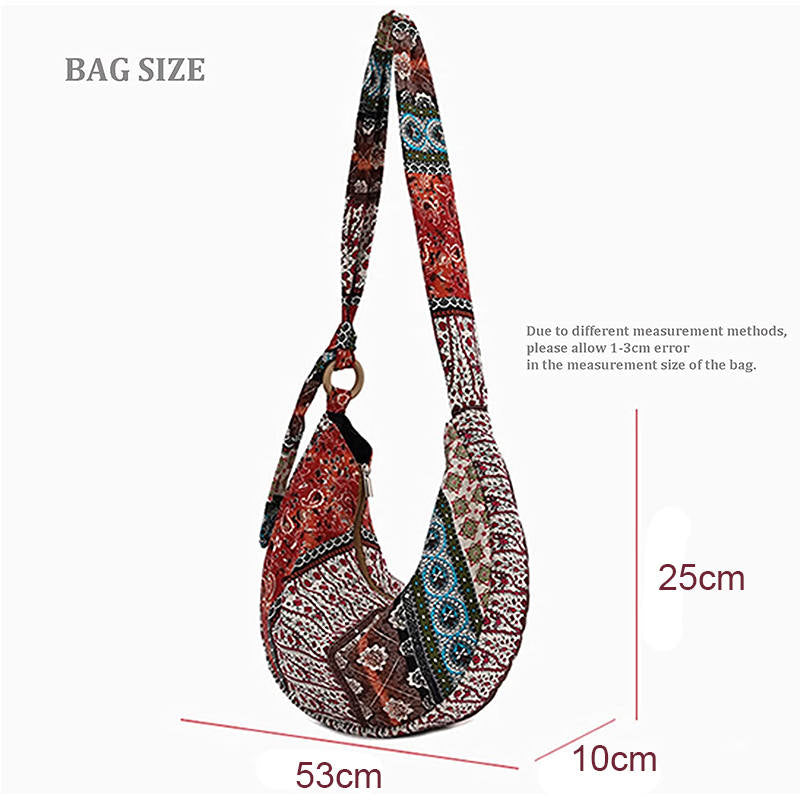 Womens Sling Crossbody Bag Ethnic Print Shoulder Bag with Adjustable Strap-T