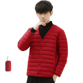 Mens Down Jacket Packable Lightweight Two Wear Waterproof Coat-Red