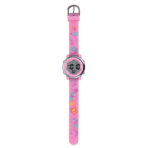 Girls Digital Sport Watches LED with 7 Colors Backlight 3D Butterfly Wristwatch-Pink