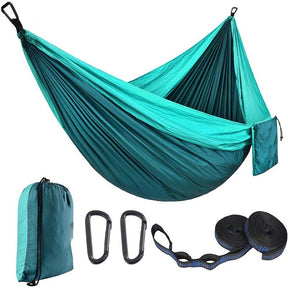 Camping Portable Hammocks with 2 Tree Straps for Travel Beach Backyard-PeacockBlue